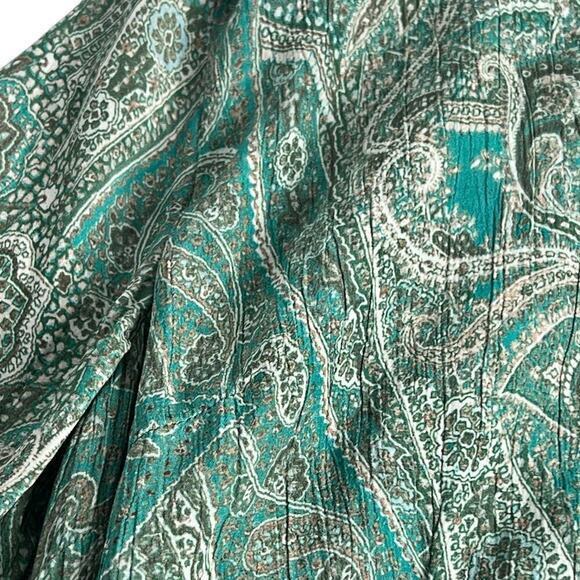 Soft Surroundings Aqua Scroll Design Button Up Dress Adair Dress Size L… - Picture 7 of 14